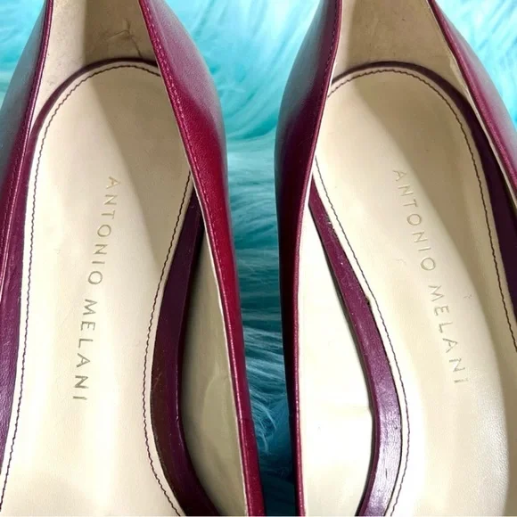 ⭐️ Antonio Melani Vintage Burgundy LEATHER Kitten Heels Women’s 6 - Picture 5 of 13